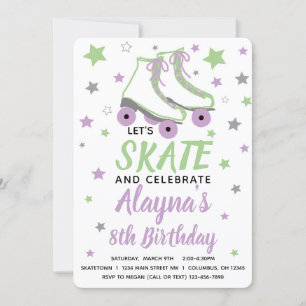 Girl Schaats Birthday Party Invitation Kaart