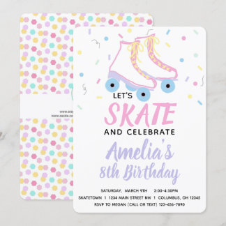 Girl Schaats Birthday Party Invitation Kaart