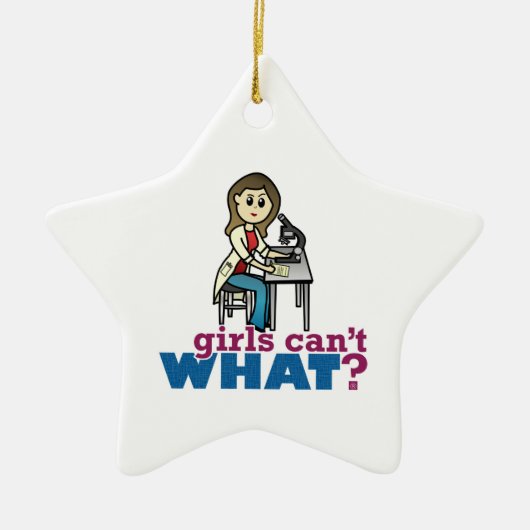 Girl Scientist Keramisch Ornament (Voorkant)