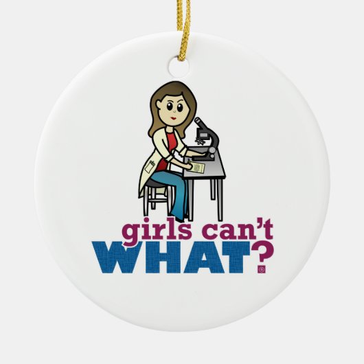 Girl Scientist Keramisch Ornament (Voorkant)