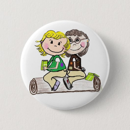 Girl Scout Junior Brownie Ronde Button 5,7 Cm (Voorkant)