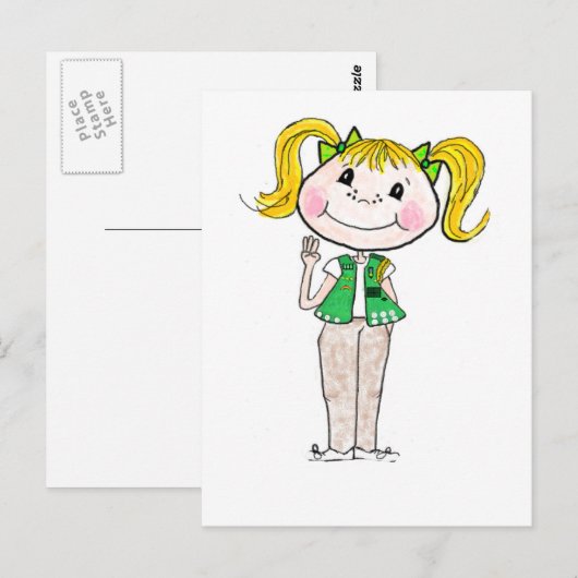 Girl Scout Junior die de belofte gestand doet Briefkaart (Voorkant / Achterkant)