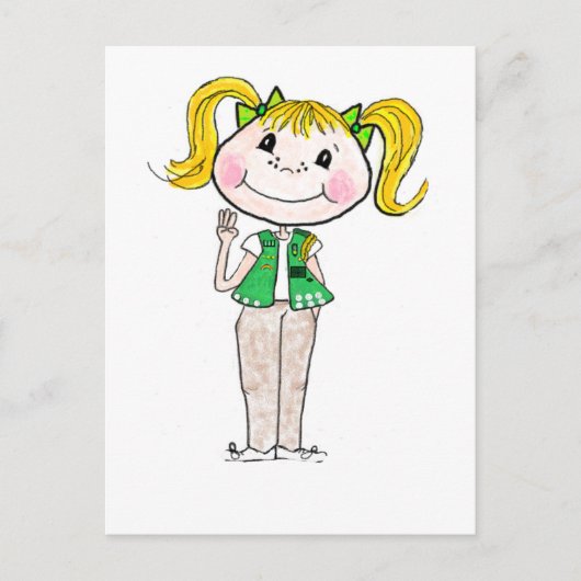 Girl Scout Junior die de belofte gestand doet Briefkaart (Voorkant)