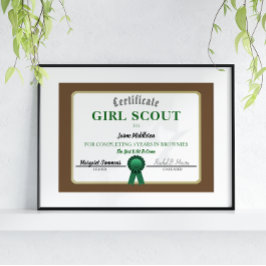 Girl Scouting Brownies-servicecertificaat