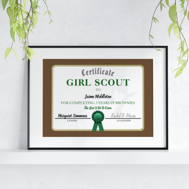 Girl Scouting Brownies-servicecertificaat (Creator heeft geüpload)