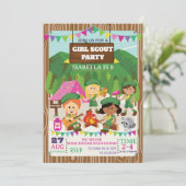 Girl Scouts Camping Birthday Party  Kaart (Staand voorkant)