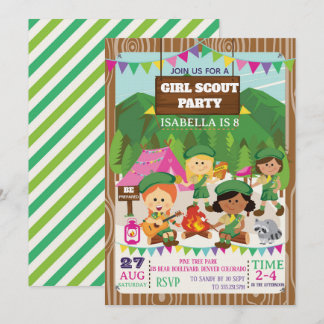 Girl Scouts Camping Birthday Party Kaart