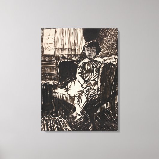 Girl Seated als voorzitter (ca. 1917-1918) Canvas Afdruk (Voorkant)