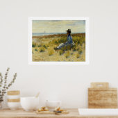 Girl Seated door het Zee Poster (Keuken)