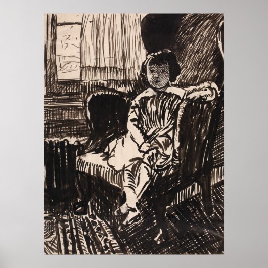 Girl Seated in stoel (ca. 1917-1918) Canvas Print (Voorkant)