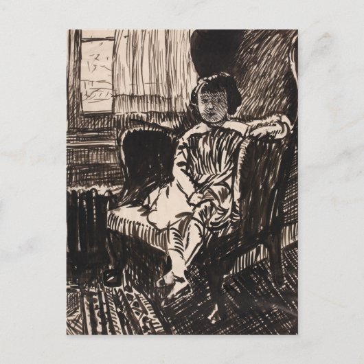 Girl Seated in stoel (ca. 1917-1918) Canvas Print Briefkaart (Voorkant)