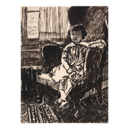 Girl Seated in stoel (ca. 1917-1918) Canvas Print Foto Afdruk