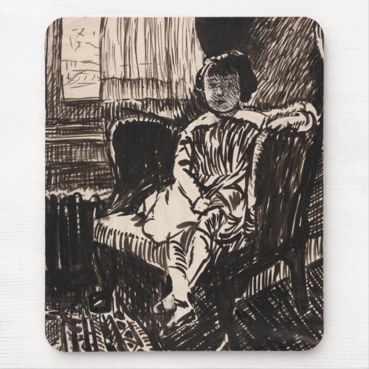 Girl Seated in stoel (ca. 1917-1918) Canvas Print Muismat (Voorkant)