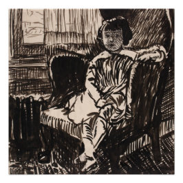 Girl Seated in stoel (ca. 1917-1918) Canvas Print Perfect Poster