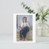 Girl Sewing, Bouguereau Briefkaart (Staand voorkant)
