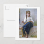 Girl Sewing, Bouguereau Briefkaart (Voorkant / Achterkant)