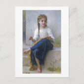 Girl Sewing, Bouguereau Briefkaart (Voorkant)