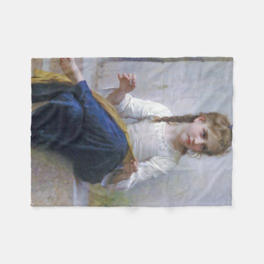 Girl Sewing, Bouguereau Fleece Deken (Voorkant (Horizontaal))