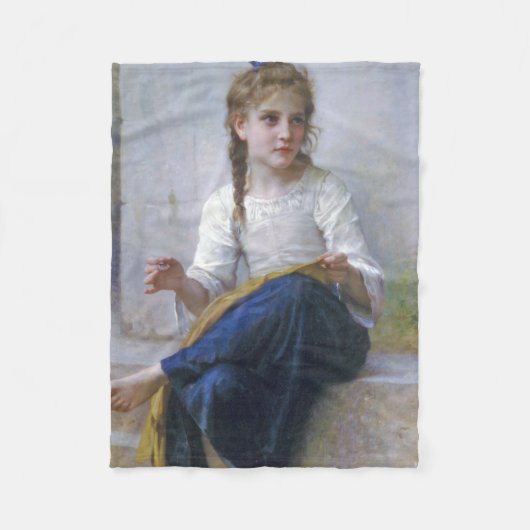 Girl Sewing, Bouguereau Fleece Deken (Voorkant)
