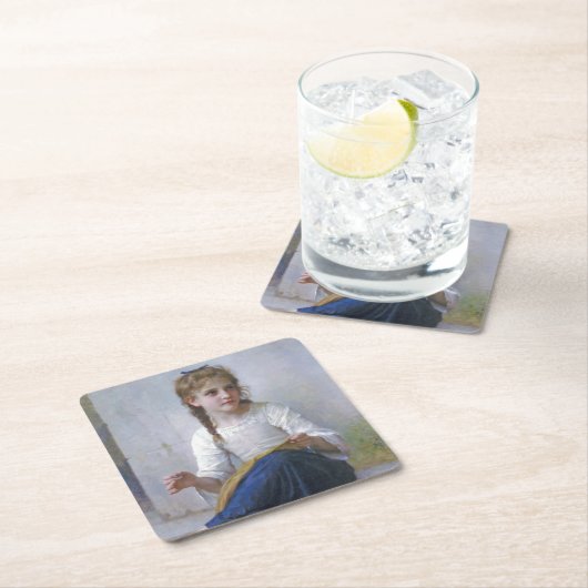 Girl Sewing, Bouguereau Kartonnen Onderzetters (Insitu)