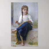 Girl Sewing, Bouguereau Poster (Voorkant)