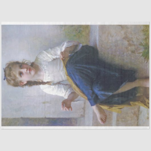 Girl Sewing, Bouguereau Tissuepapier (Voorkant)