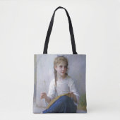Girl Sewing, Bouguereau Tote Bag (Voorkant)