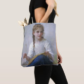 Girl Sewing, Bouguereau Tote Bag (Dichtbij)