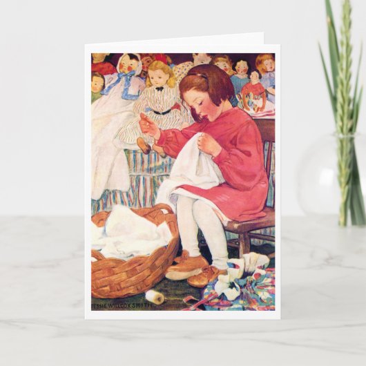 Girl Sewing, Jessie Willcox Smith Kaart (Voorkant)