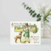 Girl Shamrock Four Leaf Clover Dog Hoop Briefkaart (Staand voorkant)