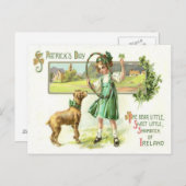 Girl Shamrock Four Leaf Clover Dog Hoop Briefkaart (Voorkant / Achterkant)