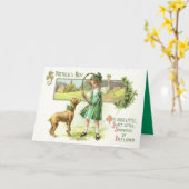 Girl Shamrock Four Leaf Clover Dog Hoop Kaart (Gele Bloem)