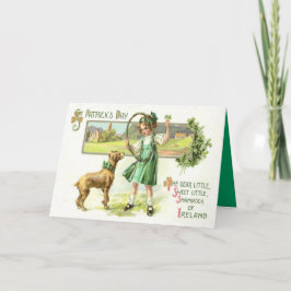 Girl Shamrock Four Leaf Clover Dog Hoop Kaart