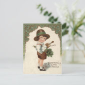 Girl Shamrock Viool Briefkaart (Staand voorkant)