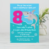 Girl Shark Bite Invite - 8e verjaardag Kaart (Staand voorkant)