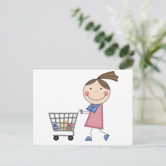 Girl Shopping T-shirts en Gifts Briefkaart (Staand voorkant)