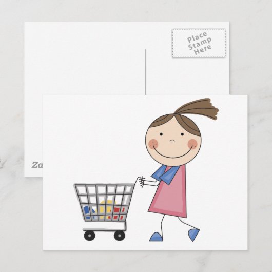 Girl Shopping T-shirts en Gifts Briefkaart (Voorkant / Achterkant)