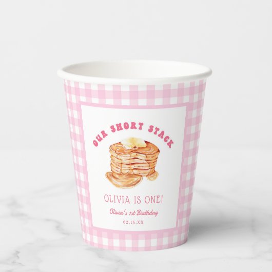 Girl Short Stack Pannenkoek Ontbijt Verjaardagsfee Papieren Bekers (Voorkant)
