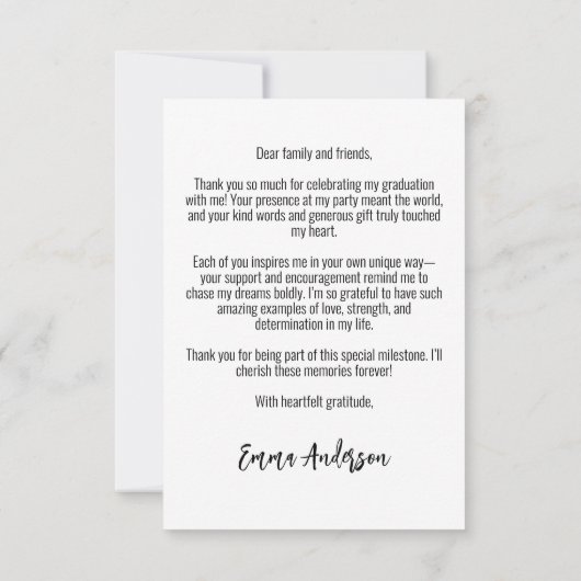 Girl Silhouette Mini Hearts Afstuderen Bedankkaart (Achterkant)