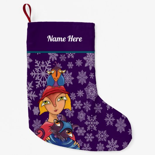 Girl Silhouette Xmas stocking. Kleine Kerstsok (Voorkant)