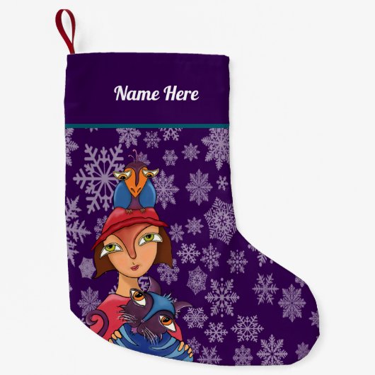 Girl Silhouette Xmas stocking. Kleine Kerstsok (Voorkant)