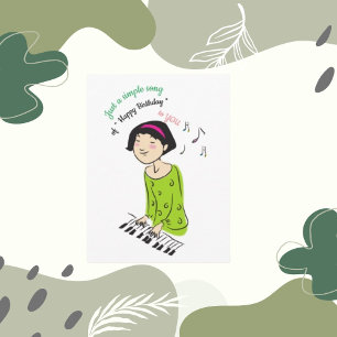 Girl Singing Birthday Song Birthday Kaart