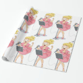 Girl Singing Cadeaupapier (Uitgerold)