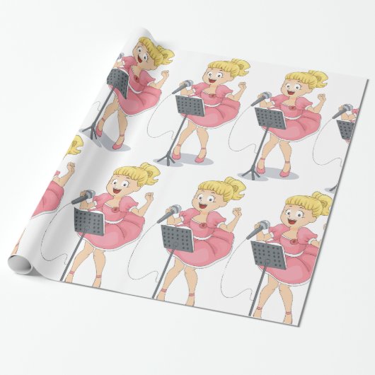 Girl Singing Cadeaupapier (Uitgerold)