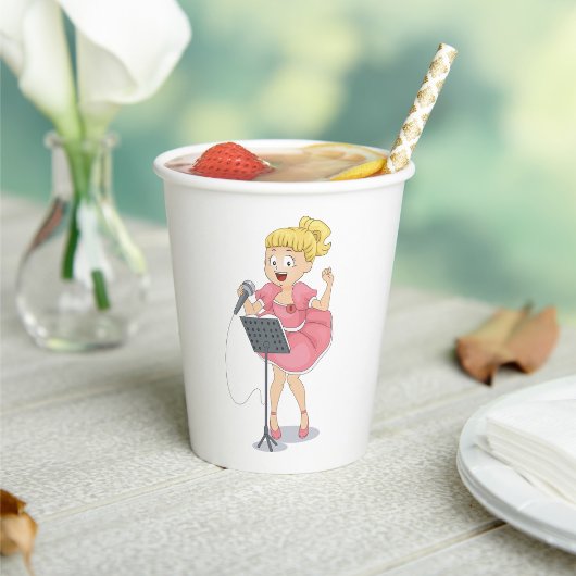 Girl Singing Papieren Bekers
