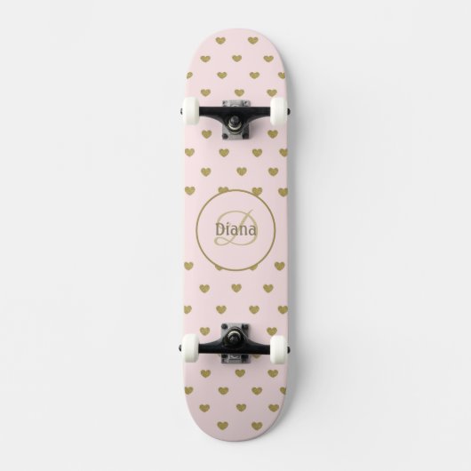 Girl Skateboard Monogram en naam (Voorkant)