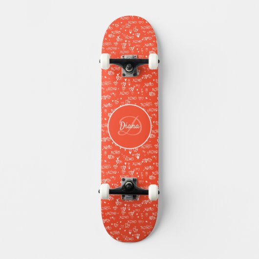 Girl Skateboard Monogram en naam (Voorkant)