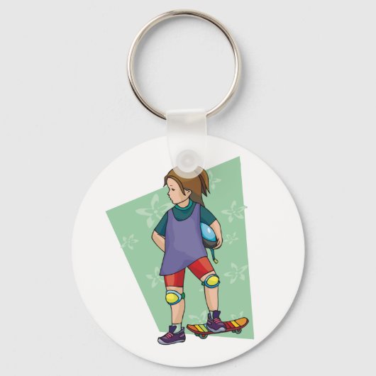 Girl Skateboarder Sleutelhanger (Voorkant)