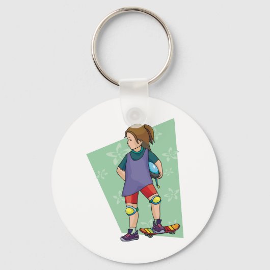 Girl Skateboarder Sleutelhanger (Achterkant)
