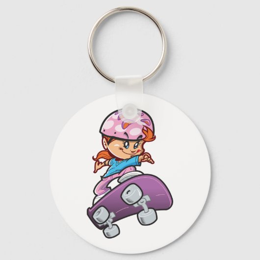 Girl Skateboarder Sleutelhanger (Voorkant)